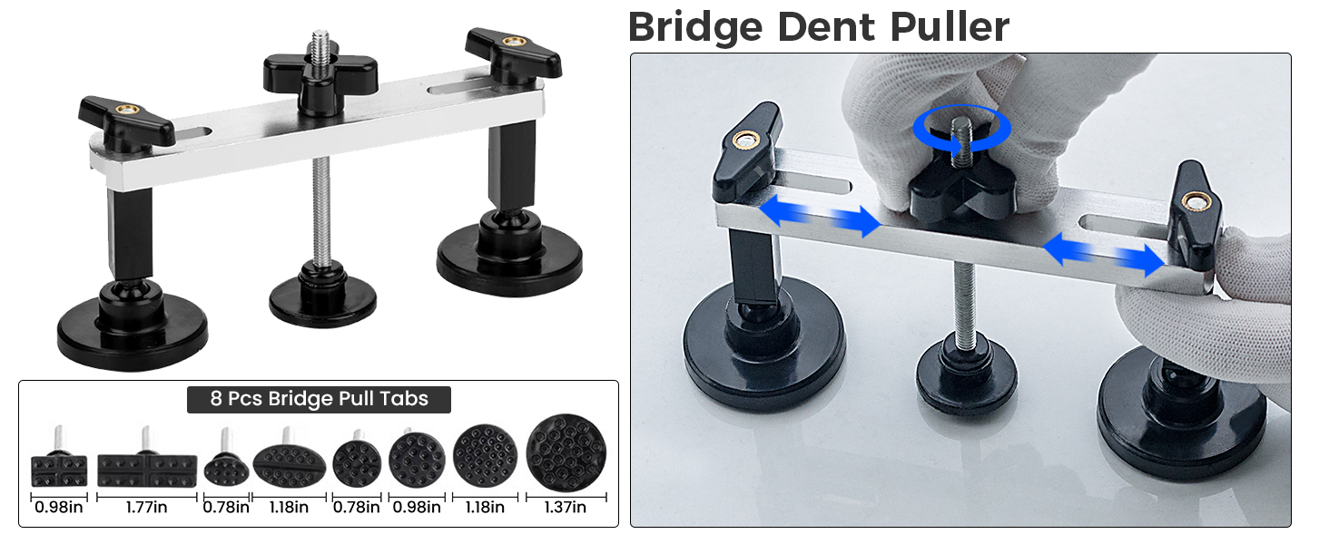Bridge puller for auto body dent repair