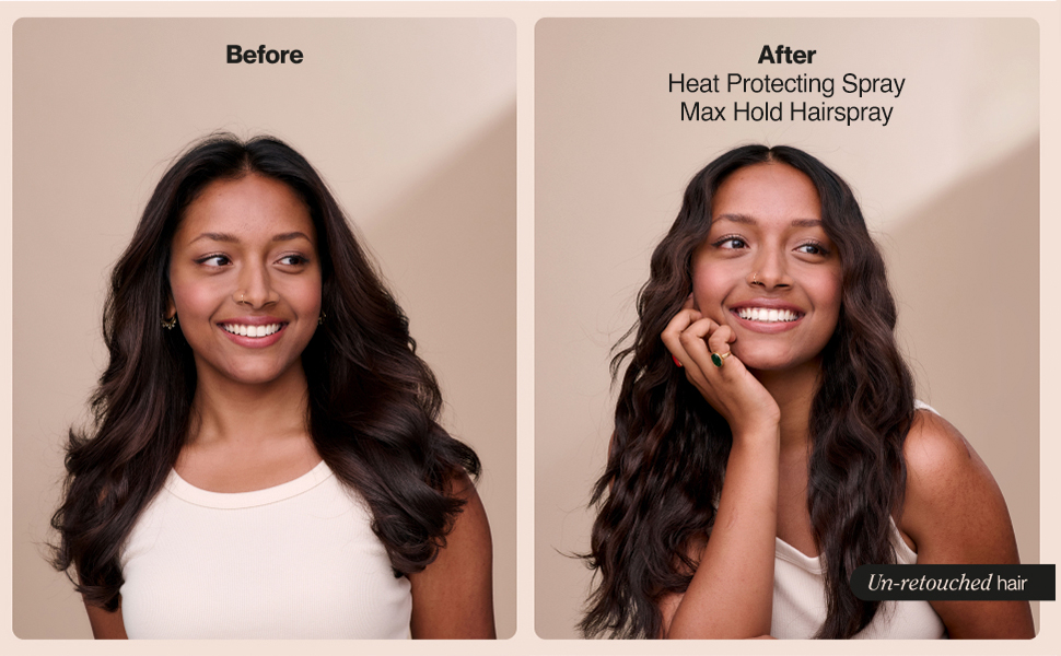 Before and After Heat and Protecting Spray MAx Hold