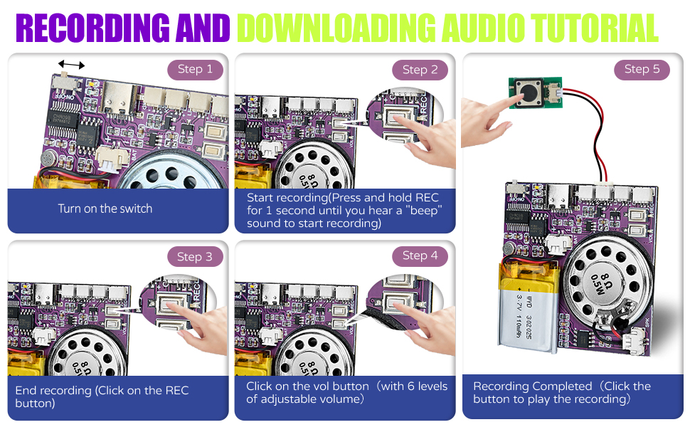 XLW Sound Module, 16MB Push Button & & Light Control Activated Recordable
