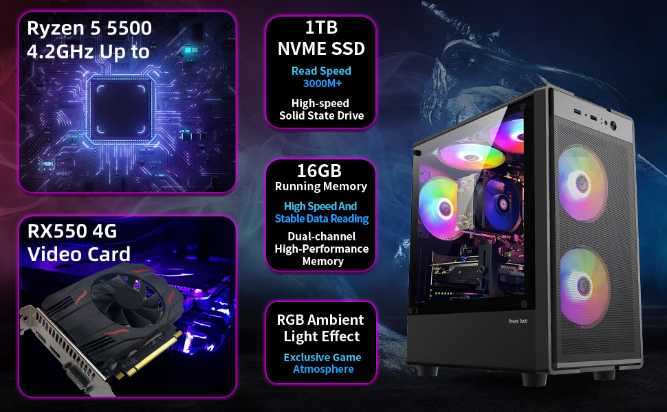 ZER-LON Gaming PC Desktop Computer