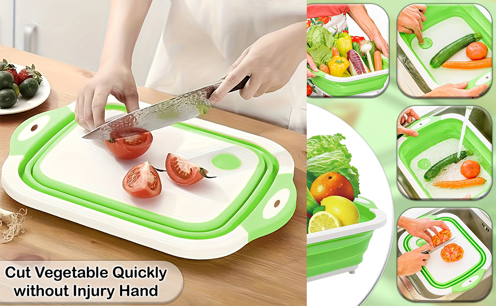 Collapsible with Foldable Chopping Board - Multifunctional Wash Basin Drainage & Washing Vegetables