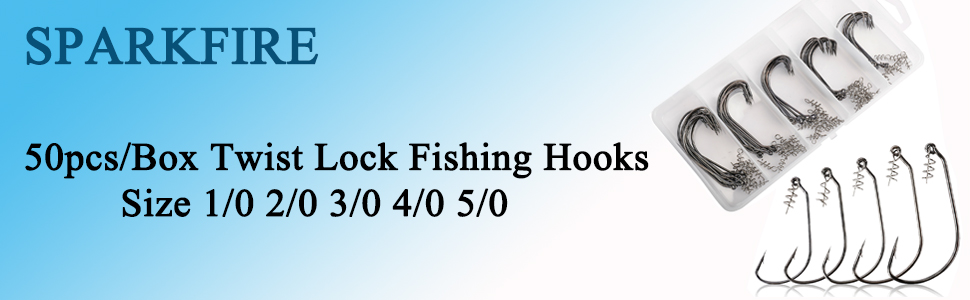 50pcs/Box Twist Lock Fishing Hooks