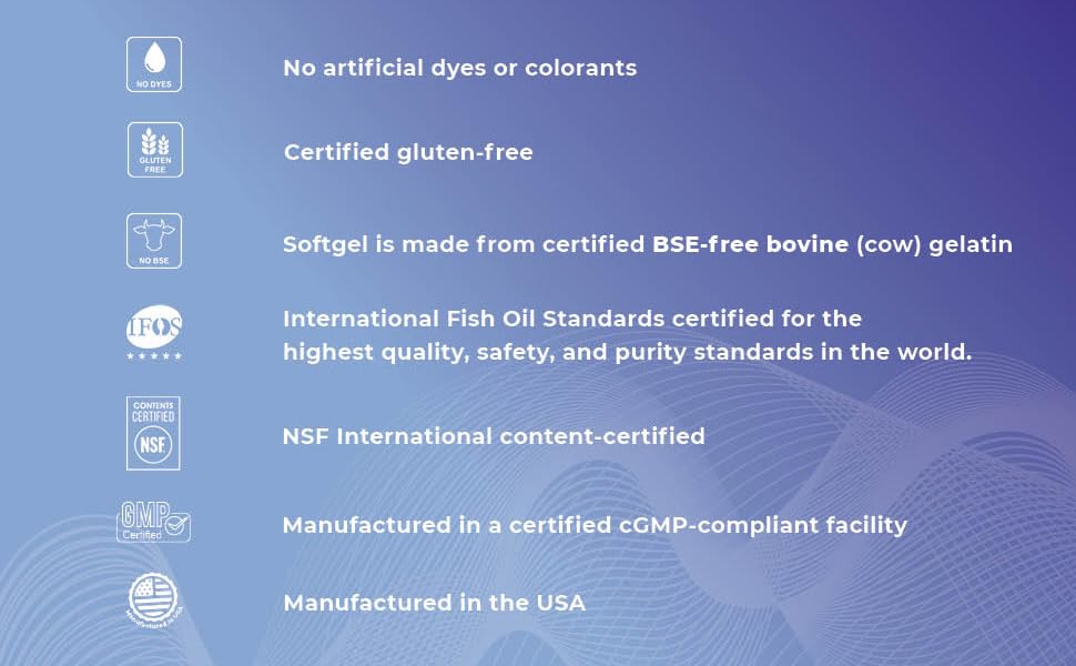 No artificial dyes or colorants, Manufactured in the USA