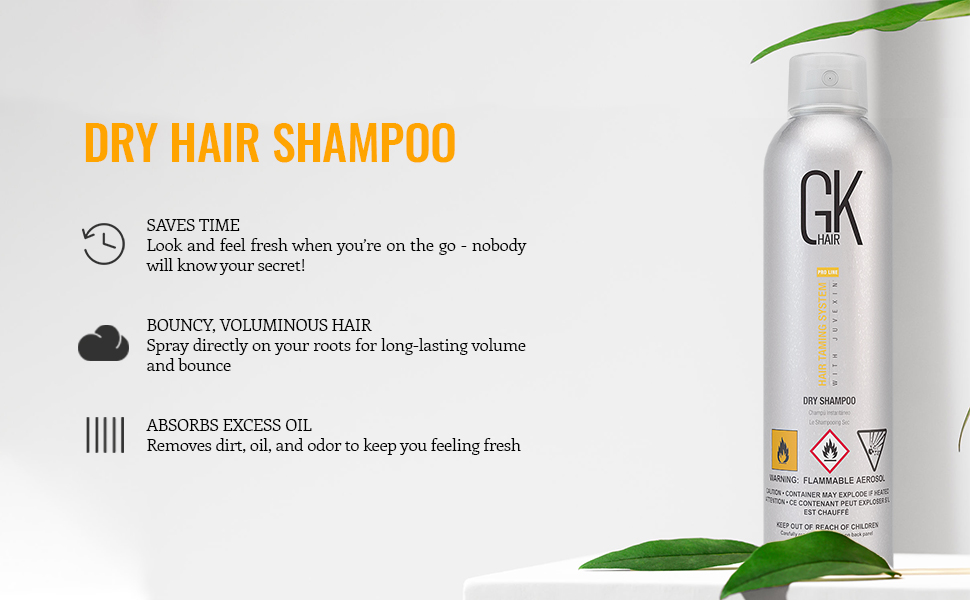 GK HAIR Global Keratin Waterless Dry Shampoo No Residue Spray for Fine, Oily and All