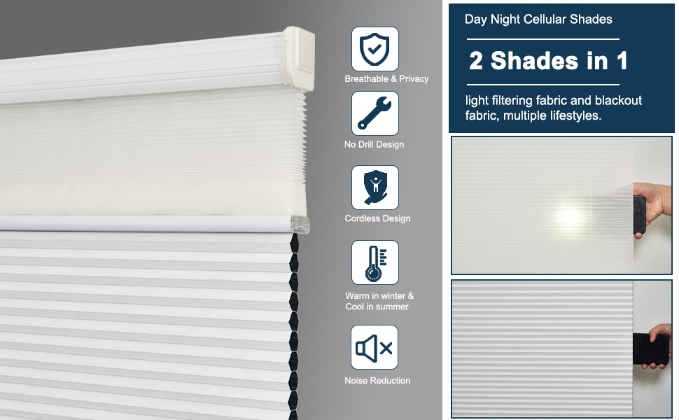 Pasoun Motorized Top Down Bottom Up Blinds with Remote