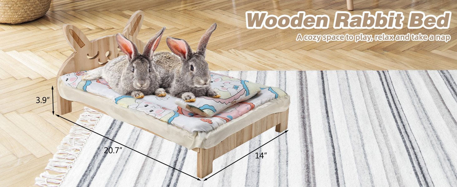 Wooden rabbit bed