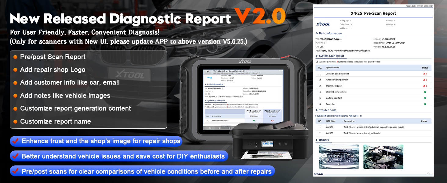 D9S Scanner for car with diagnostic report