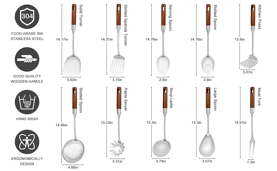 stainless steel kitchen utensils set