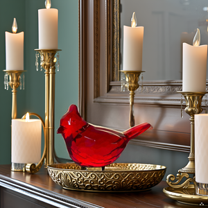 A cozy living room with a fireplace and a decorative mantel displaying the product.