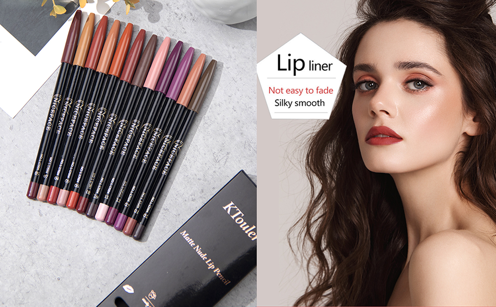 NALACAL Lip Liner Pencil Set, 12 Assorted Lip Liner Colors Matte Lip Liner Set High Pigmented Lip Liner Smooth Lip Liner Pencils Soft Lip Liner Pens Precise Lip Liner Set Long Lasting Lip Liner 2 Lip Liner Pencil