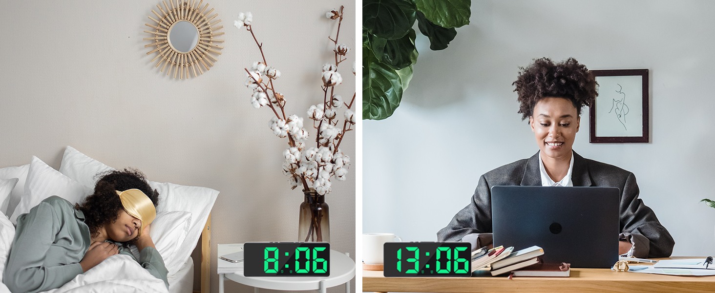 Digital Alarm Clock for Bedrooms with Temperature, Dual