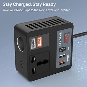 200W Car Power Inverter with 2 USB Ports (18W & 15W QC3.0), 1 USB-C 30W PD, 2 AC Universal Outlets, 12V DC to 220V AC Converter for Laptop, Phone, and Electronics Charging (Plug Car Charger) 45 NEW-200W