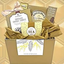 Golden Memories Sympathy Gift Basket for Sending Condolences comes with Cookies and Tea