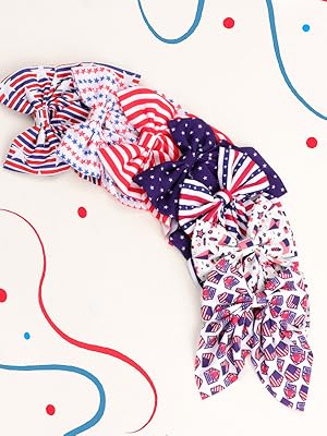 Red White and Blue Patriotic Baby Bow Set