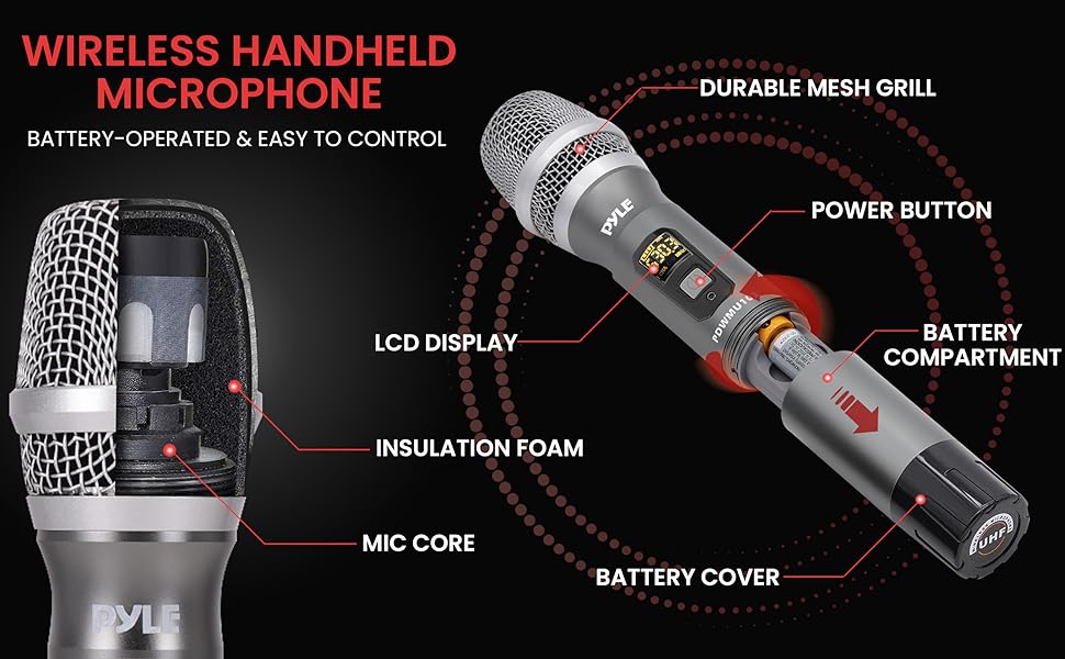 Pyle UHF Wireless Microphone System Kit Dual Professional