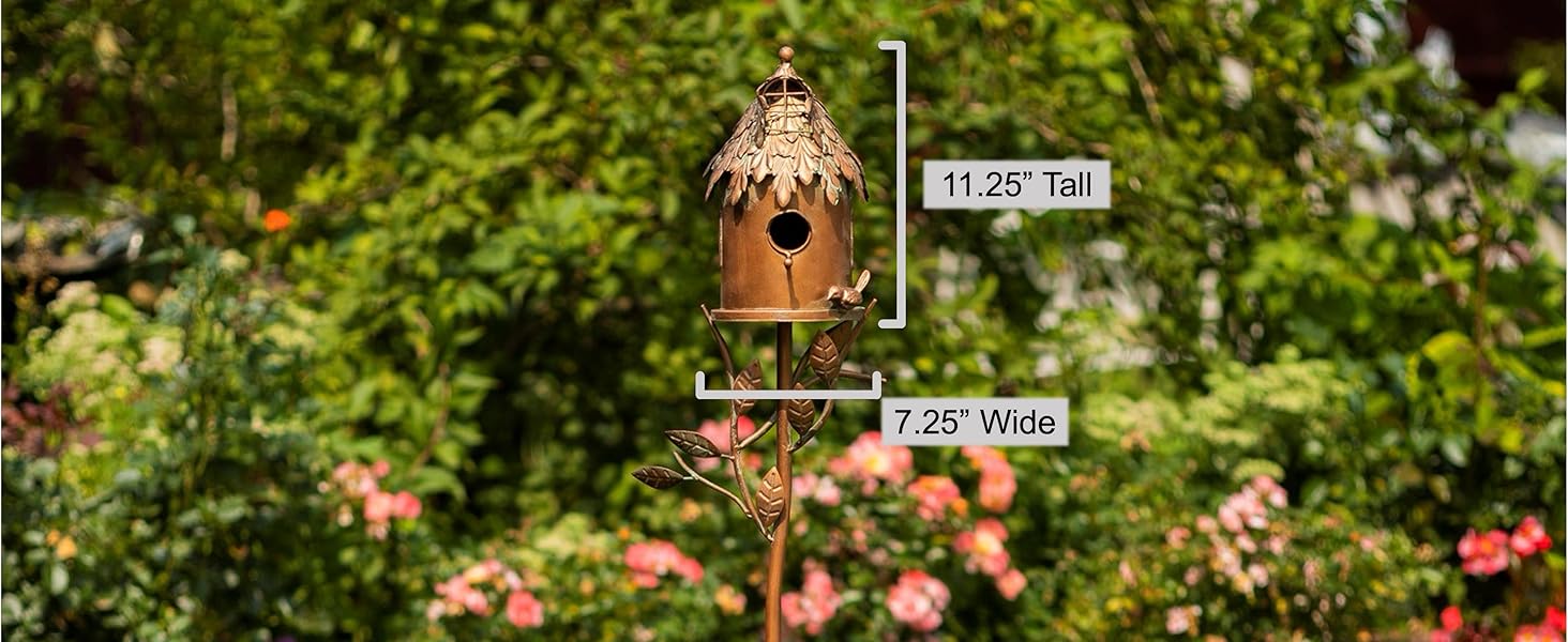 ZR142106-1 birdhouse with fancy ornate roof and dimensions in picture