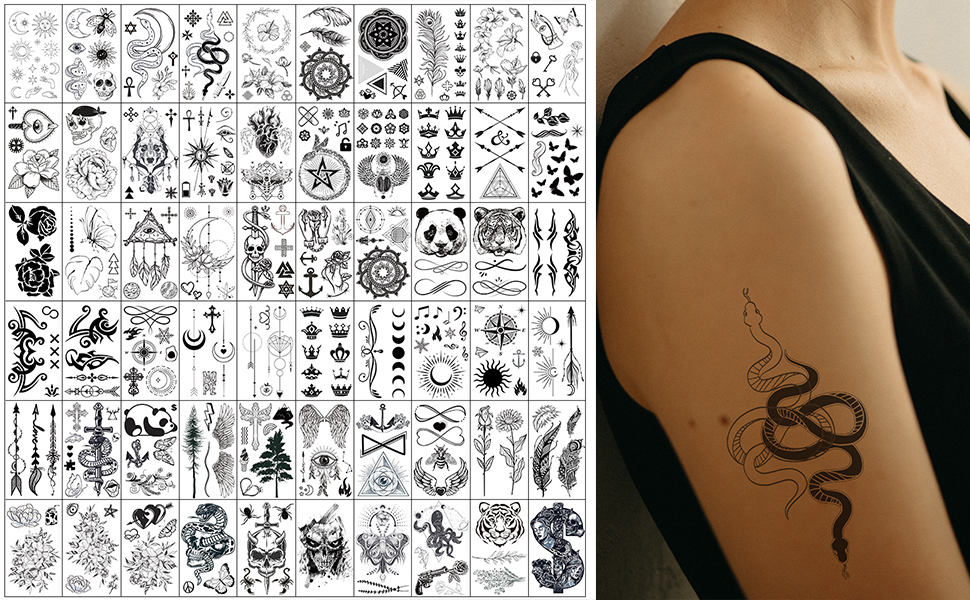 black elements temporary tattoos