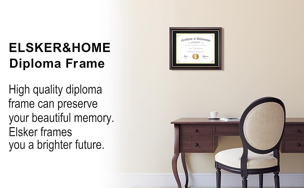 ELSKER&HOME 8.5x11 Diploma Frame Matte Reddish Brown Wood Color Frame Made for