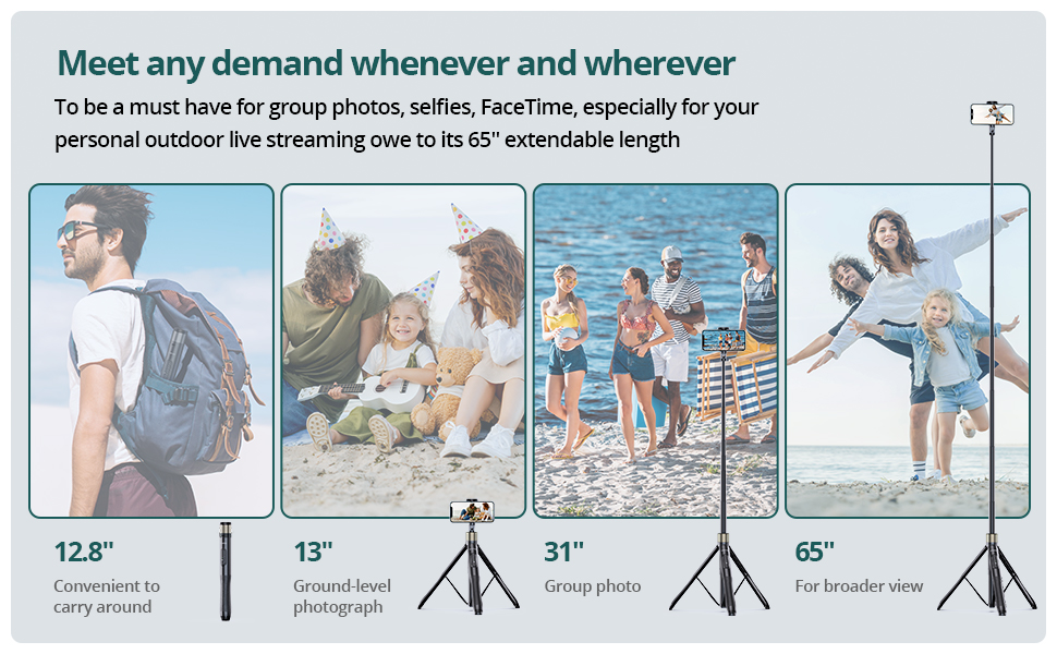 ATUMTEK SelfieStick 165CM 3 in 1 Selfie Stick Bluetooth Teleskop