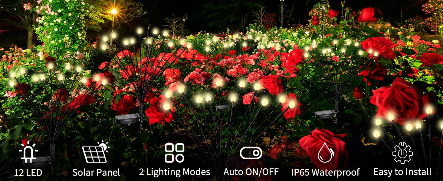 solar firefly lights in garden