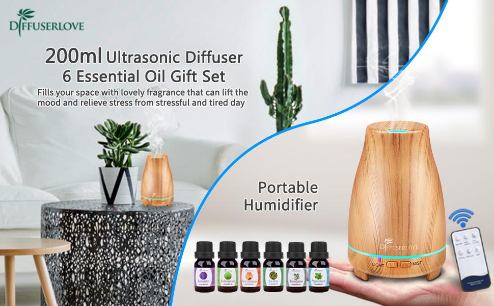 Diffuserlove Essential Oil Diffuser 200ML Ultrasonic Wood Grain Aroma