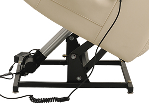 Schwarze mechanisch verstellbare Halterung oder Halterung auf beigem Hintergrund mit Drehpunkten und Einstellmechanismen.