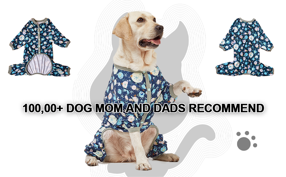 LovinPet Giant Dog Pajamas, Jellyfish and Starfish Deep