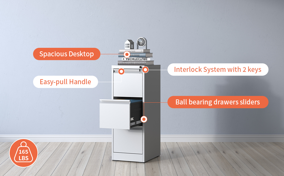 IKIMI 3 Drawer File Filing for Home