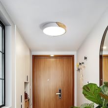LED Plafonnier Bois Rond 24W, Intérieur Luminaires Plafonnier 6000K (Blanc Froid), Moderne Lampe De Plafond Ø305CM Pour Salle De Bain, Chambre, Cuisine, Salon, Salle à Manger, Bureau (Blanc) 18 lumière froide blanc