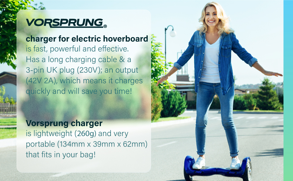 VORSPRUNG® Rapid Hoverboard (SelfBalancing) & Scooter Charger with LED