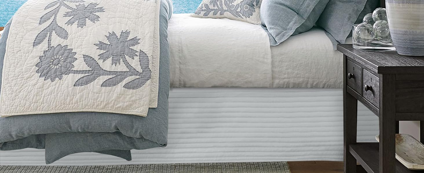 Marquess Quilted Bed Skirt 15 inch Drop Fancy Collection Easy Fit Thick Wrap Around