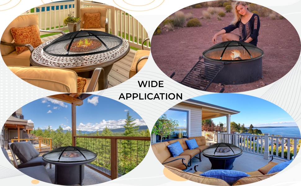 Febtech Fire Pit Spark Screen 36 Inch Round Lid, Heavy Duty