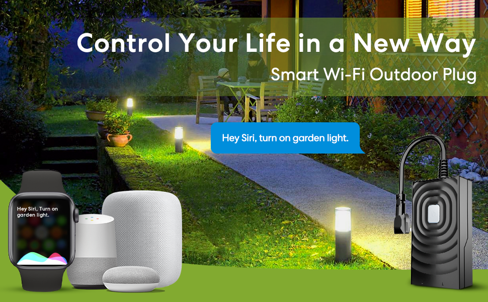 meross Smart Outdoor Plug, Waterproof WiFi Outdoor Outlet, Compatible with Apple HomeKit, Amazon