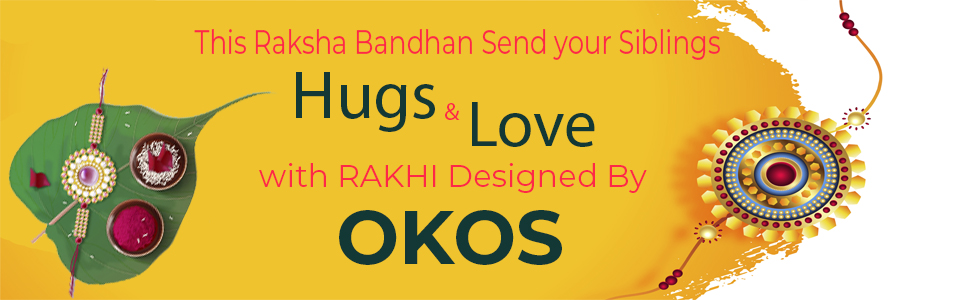 This Raksha Bandhan send your Siblings Hugs and Love with Rakhi Designed by OKOS