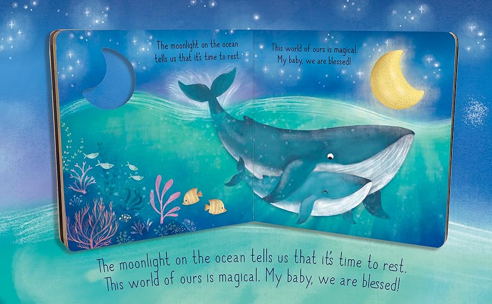 Open spread of book showing Mommy and Baby Whales