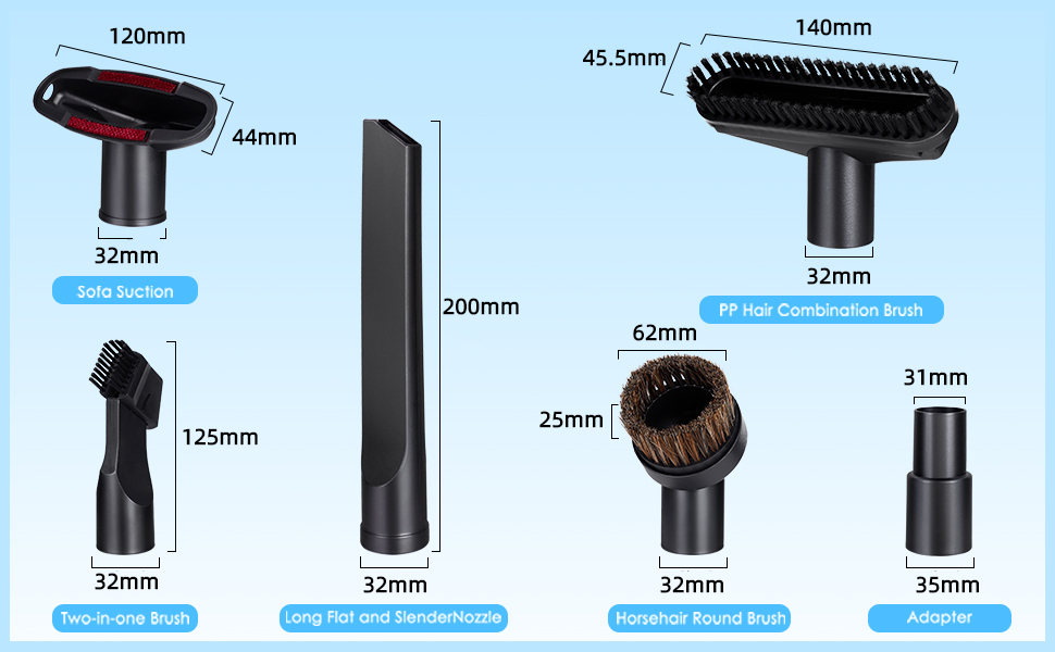 Migaven Brushes for Henry Hoover Attachments, 6 Piece Set 32mm and 35mm