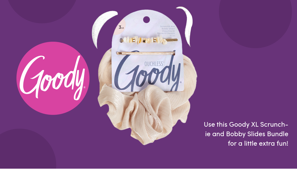 Goody XL Scrunchie and Bobby Slides Bundle 3 Count, Winter Solstice