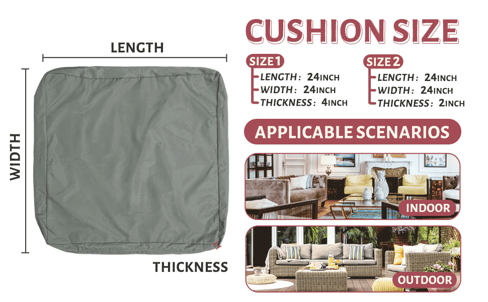 Parkerly Outdoor Cushion Covers,Waterproof Durable Set of 4