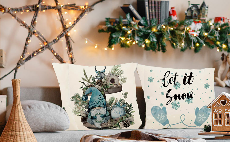 YIRHYZC Winter Pillow Covers 18x18 Farmhouse Gnome