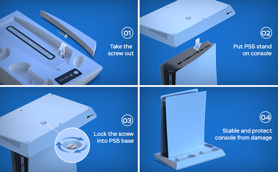 Uxeunrps PS5 Stand with PS5 Cooling Station and PS5 Charger
