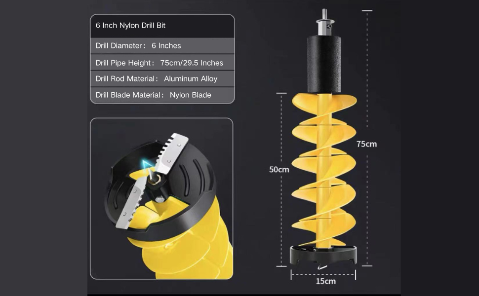 Ice Auger Drill Adapter, Ice Augers for Fishing, Electric Nylon Corless with