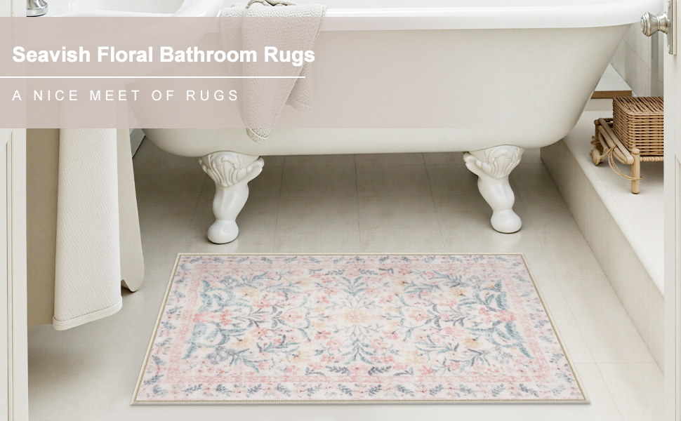 Seavish Floral Bathroom Rugs