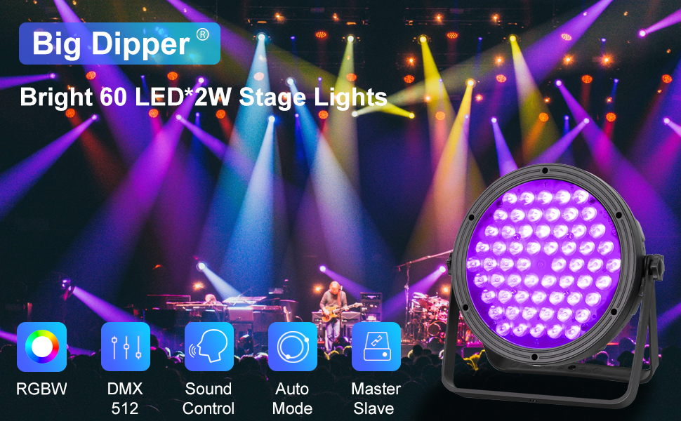 Big Dipper DJ Lights RGBW 4in1 Stage Lights 60 x 2W DMX