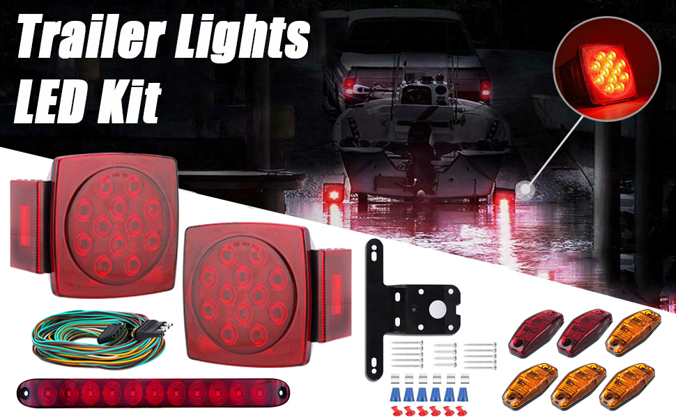 Proigtz Trailer LED Light Kit, Boat Trailer Lights LED