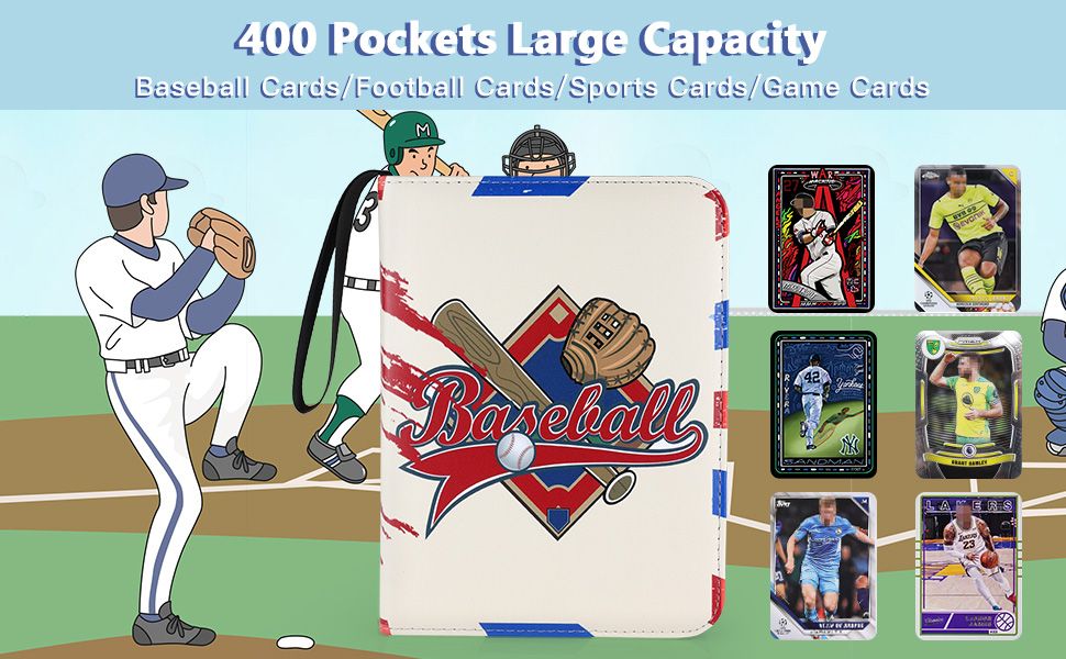 Card Binder 4 Pocket, Baseball Card Binder 400 Pockets with