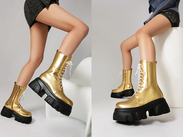 靴 CLANE EGDE ROUND SHORT BOOTS Amazon.com | KSEDT Black Platform Combat Boots Ankle Booties