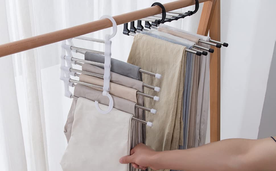 RYLAN (Pack of 1) 5 in 1 Stainless Steel Foldable Hangers for Clothes