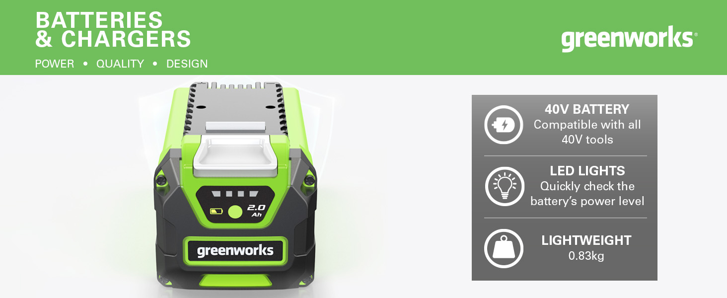 Greenworks 40V Battery. Original Greenworks 2Ah Powerful LithiumIon