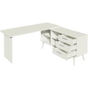  Escrivaninha Mesa de Escritório de Canto 3 Gavetas Branca Lisboa Madesa 