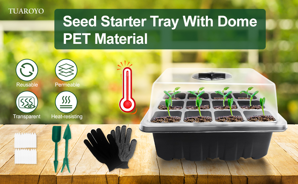 TUAROYO Seed Starter Tray,10 Packs Seed Starting Kit with Humidity Dome